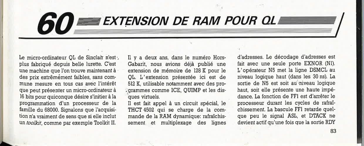 extension de RAM pour QL