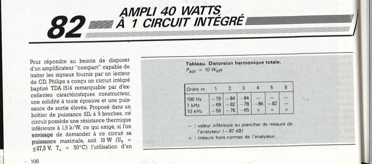 amplificateur 40 watts à 1 circuit intégré