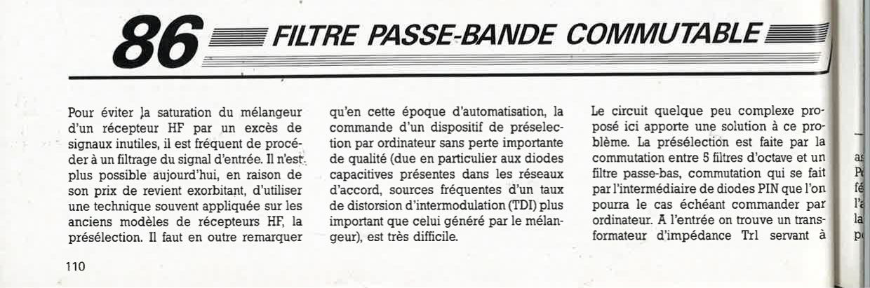 filtre passe-bande commutable