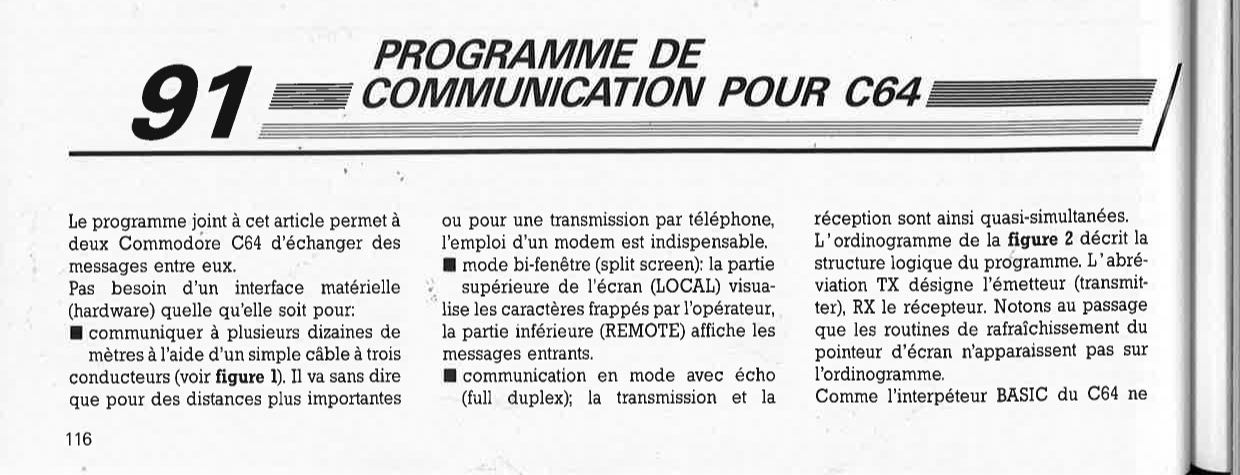 programme de communication pour C64