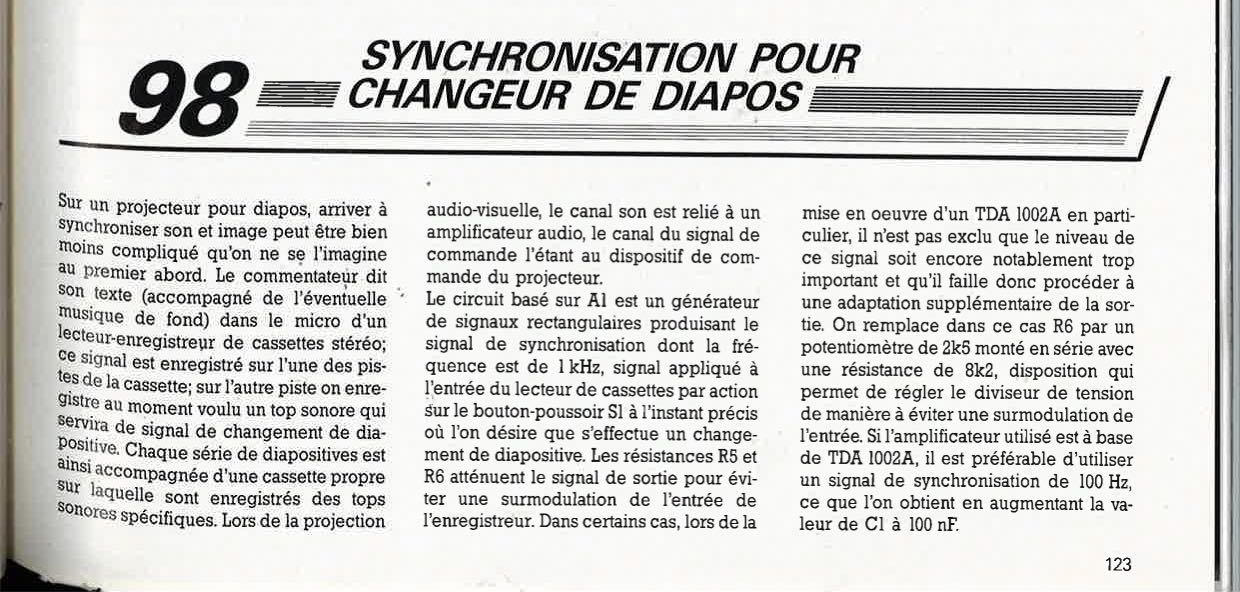 synchronisation pour changeur de diapos