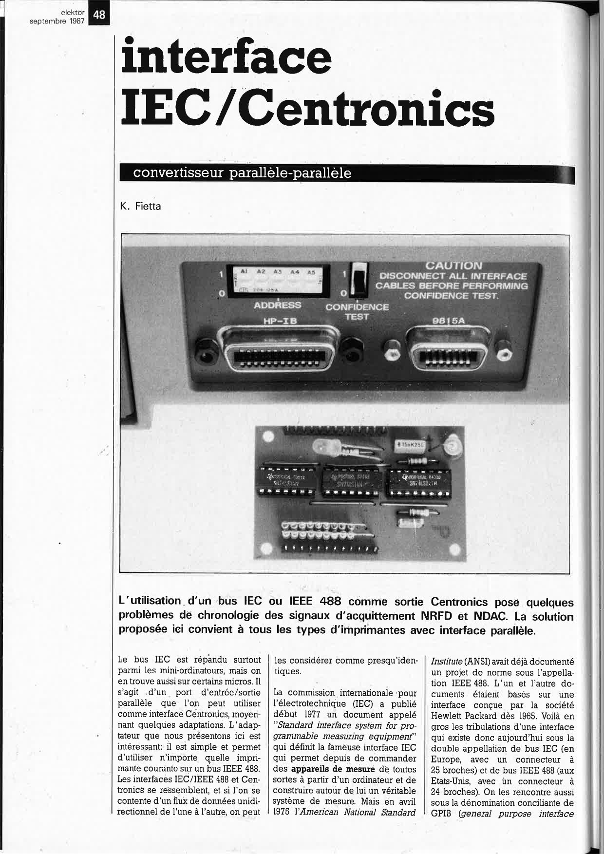 interface IEC/Centronics