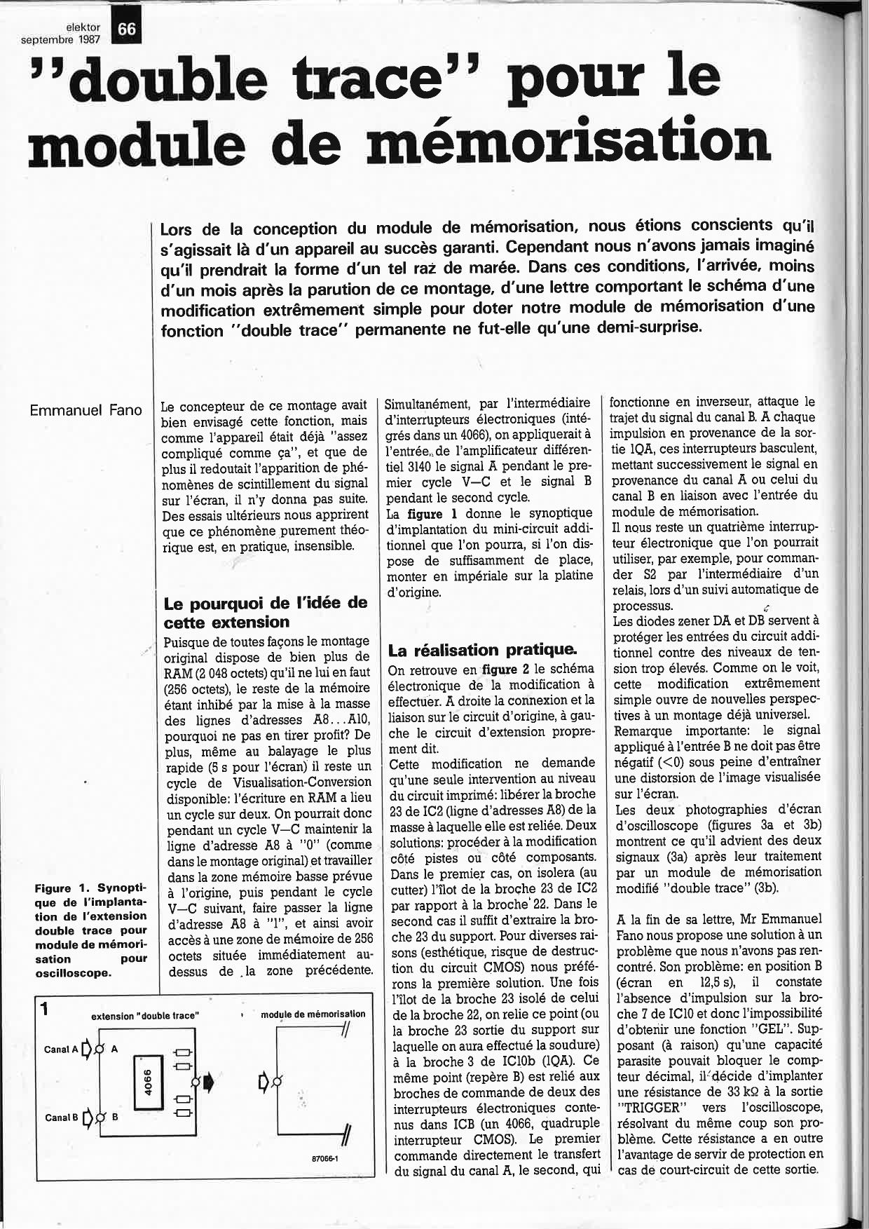 double trace pour le module de mémorisation