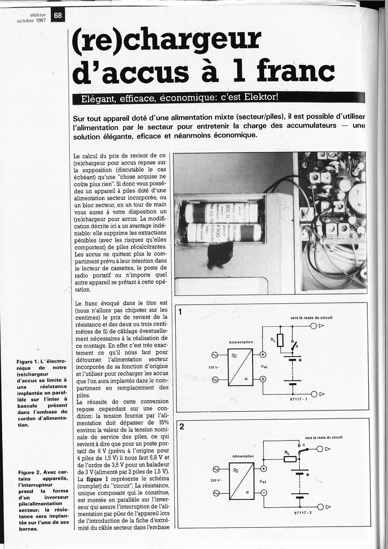 (re)chargeur d`accus à 1 franc