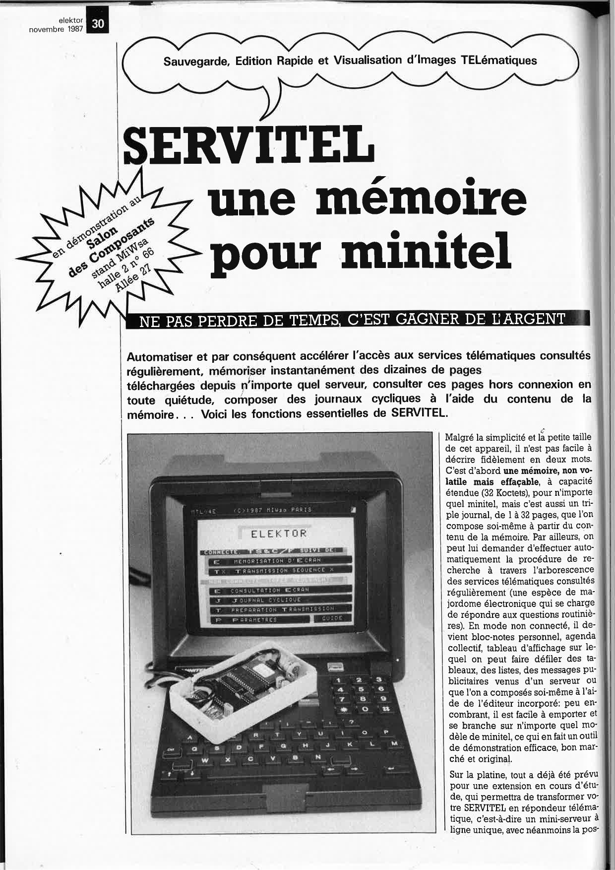 SERVITEL, mémoire pour minitel