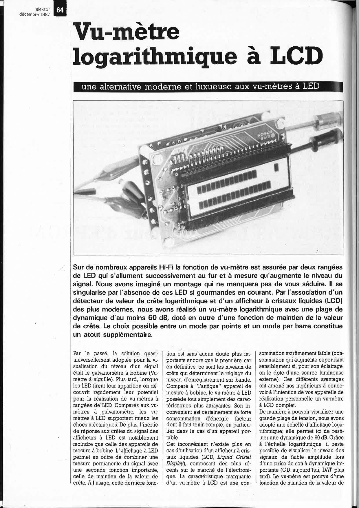 vu-mètre logarithmique à LCD