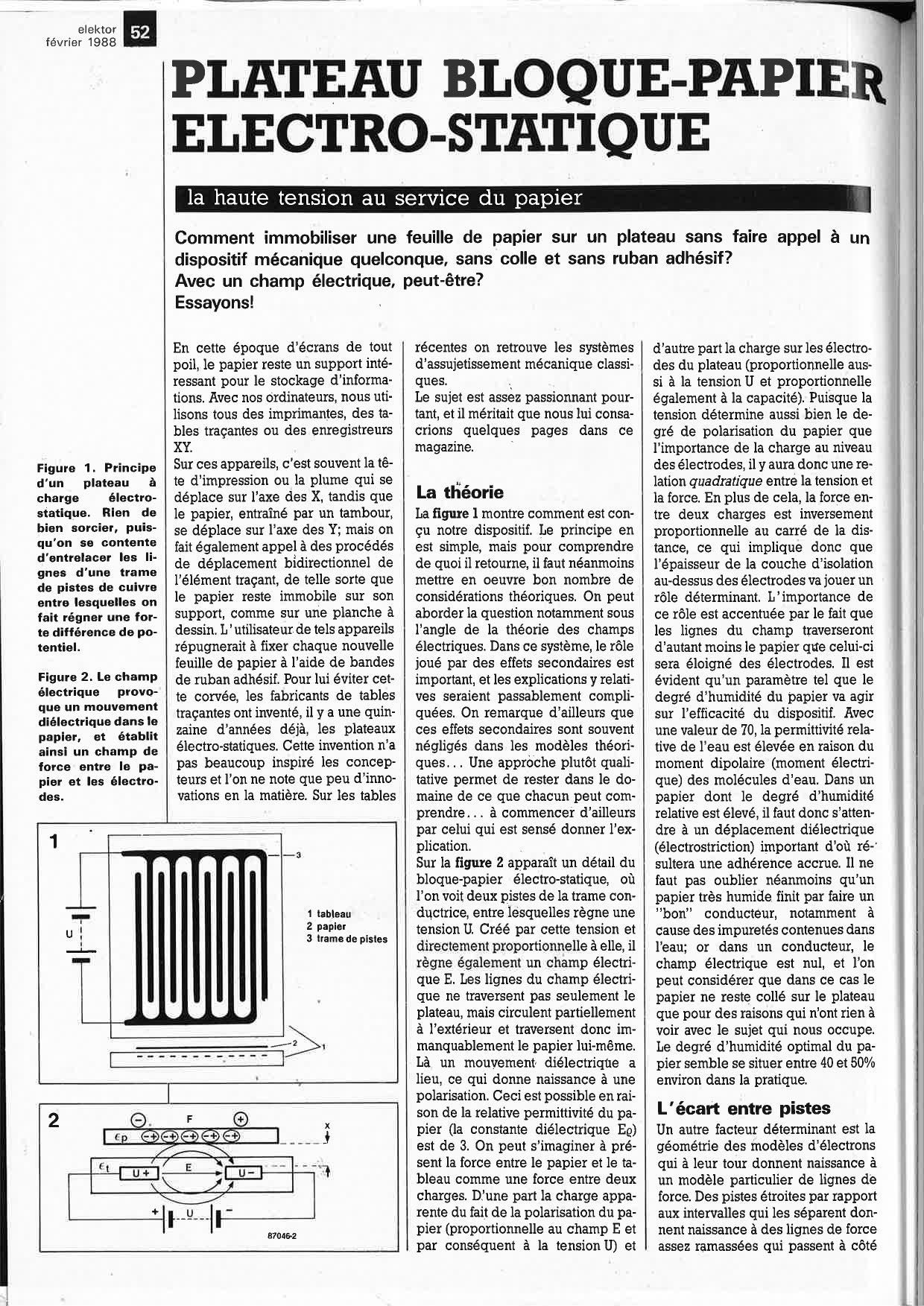 PLATEAU BLOQUE-PAPIER ELECTRO-STATIQUE