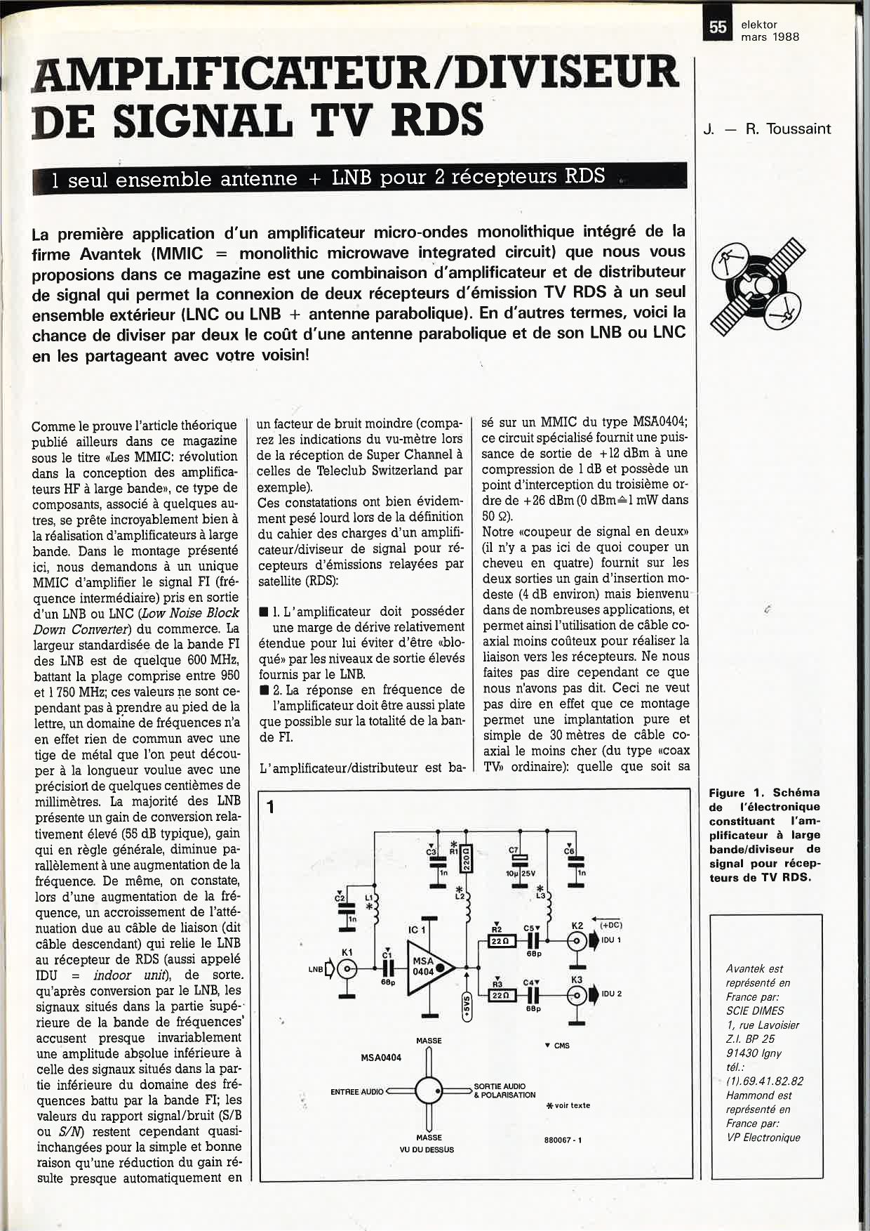 AMPLIFICATEUR/DIVISEUR DE SIGNAL TV RDS