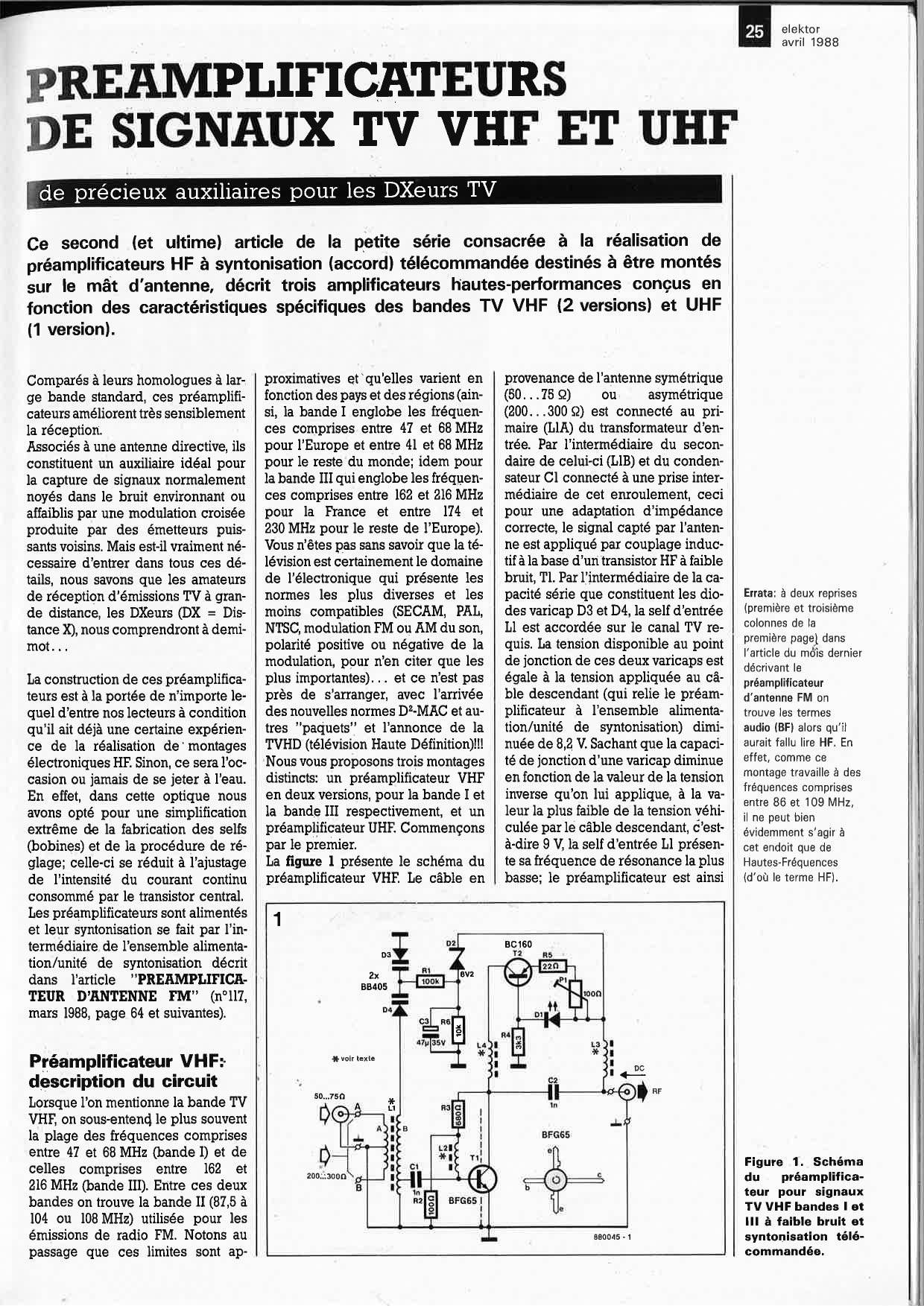 PREAMPLIFICATEURS DE SIGNAUX TV VHF ET UHF