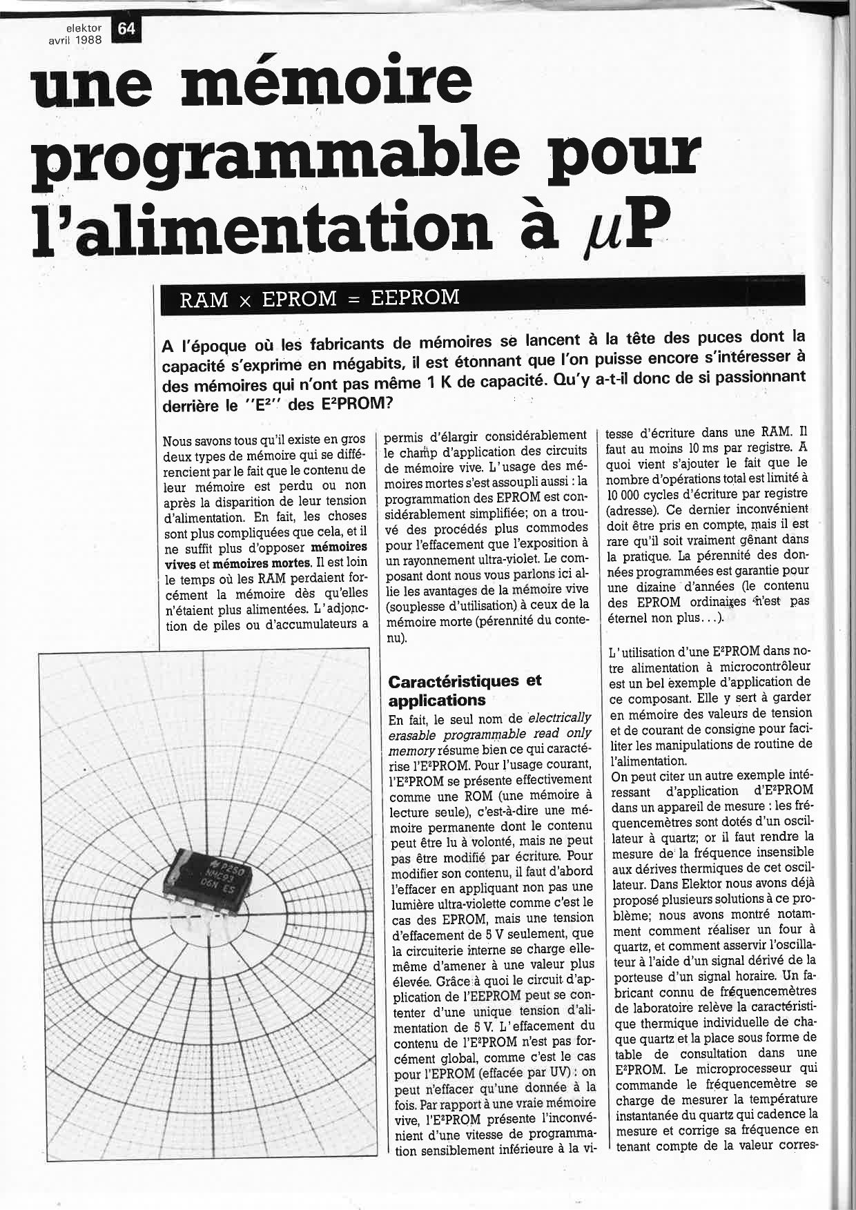 une memo1re programmable pour l`alimentation à µP