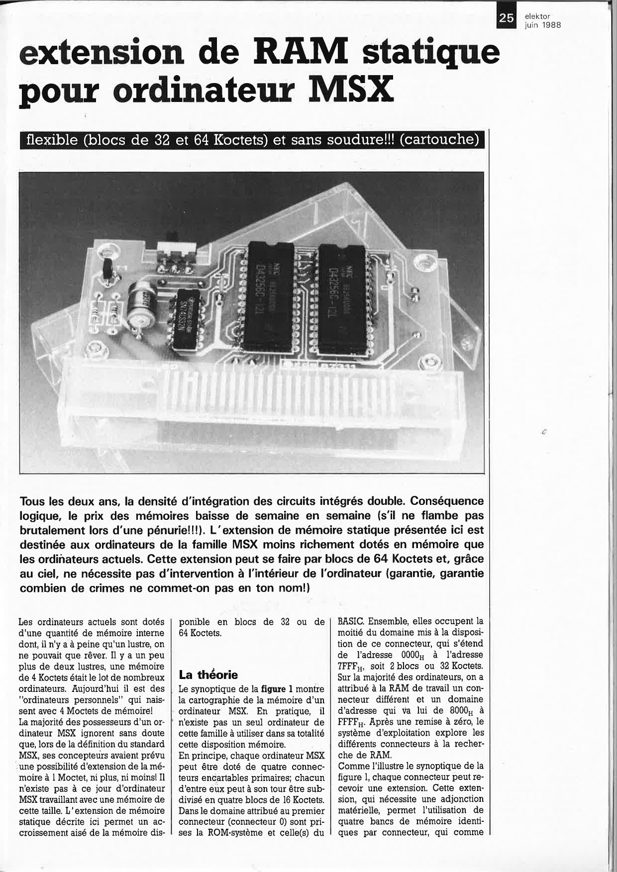 extension de RAM statique pour ordinateur MSX