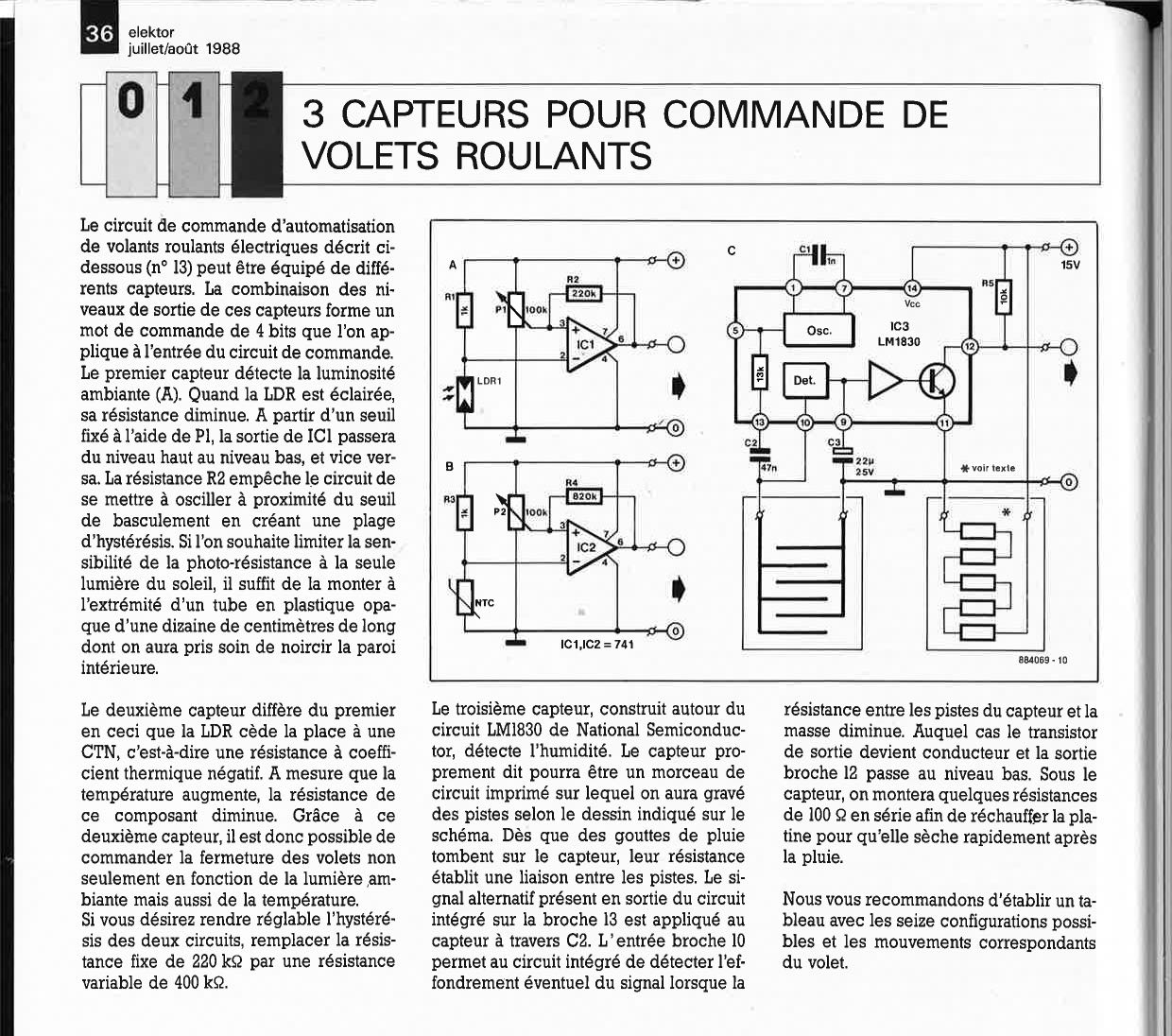 3 CAPTEURS POUR COMMANDE DE VOLETS ROULANTS