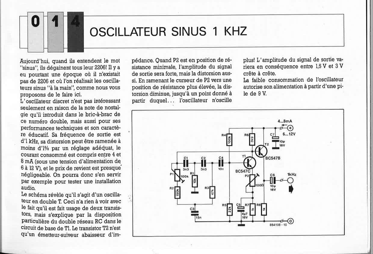 OSCILLATEUR SINUS 1 KHZ