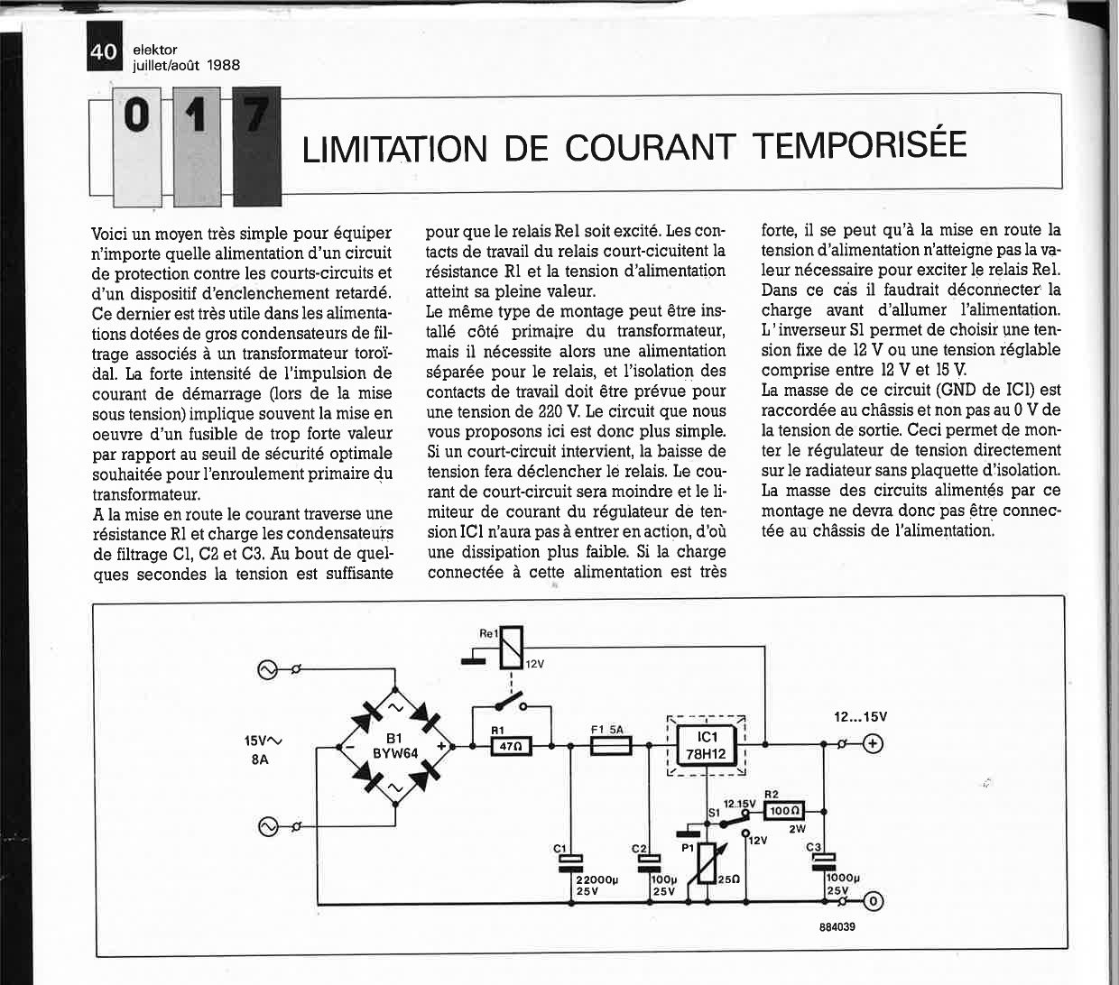 LIMITATION DE COURANT TEMPORISÉE