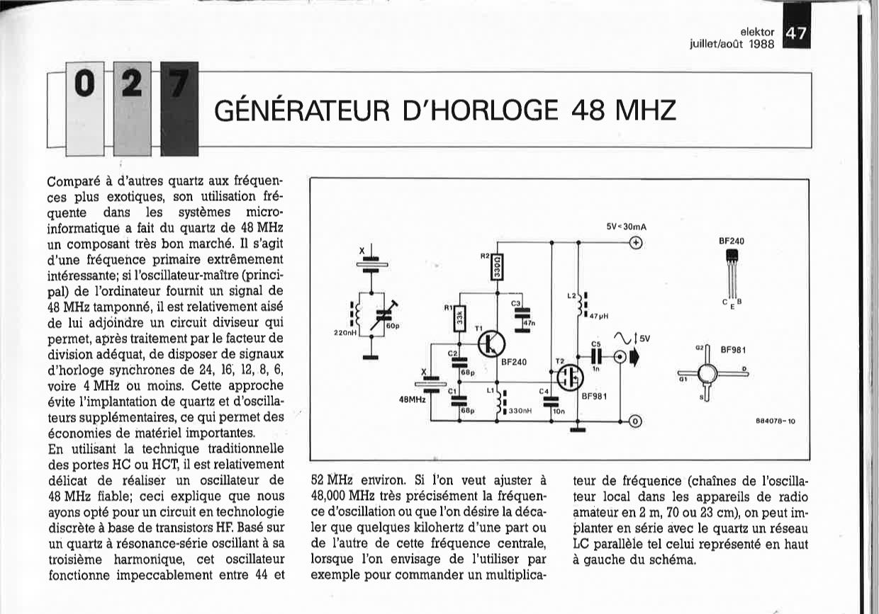 GÉNÉRATEUR D`HORLOGE 48 MHZ