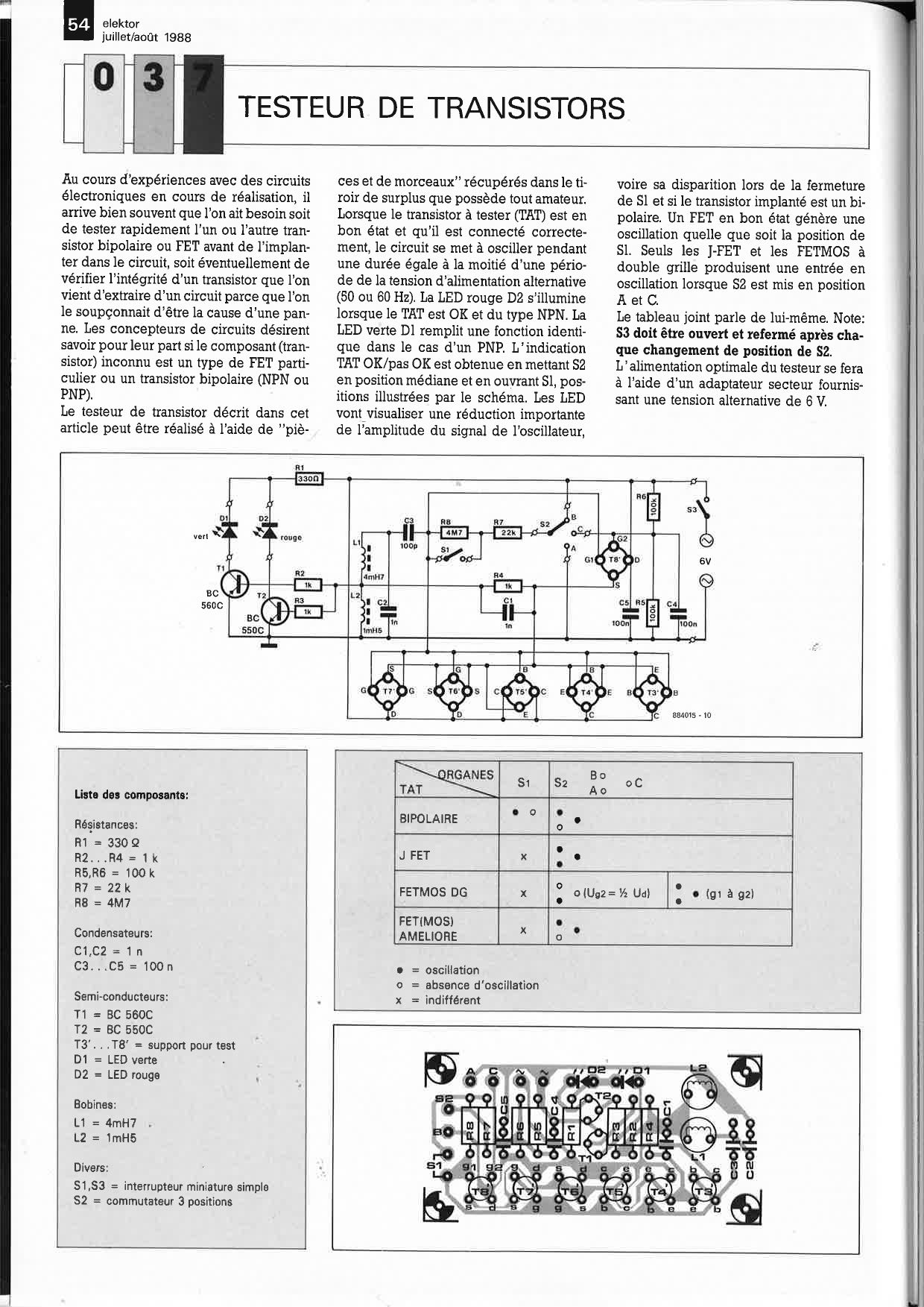 TESTEUR DE TRANSISTORS