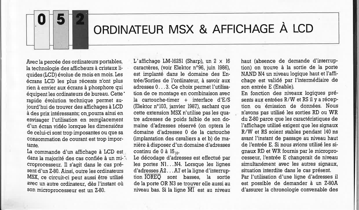 ORDINATEUR MSX & AFFICHAGE À LCD