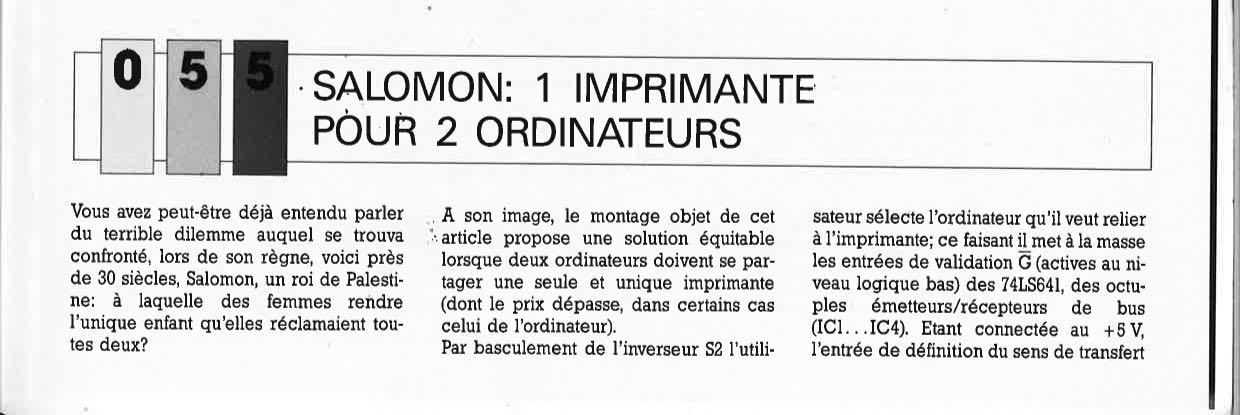 SALOMON: 1 IMPRIMANTE POUR 2 ORDINATEURS