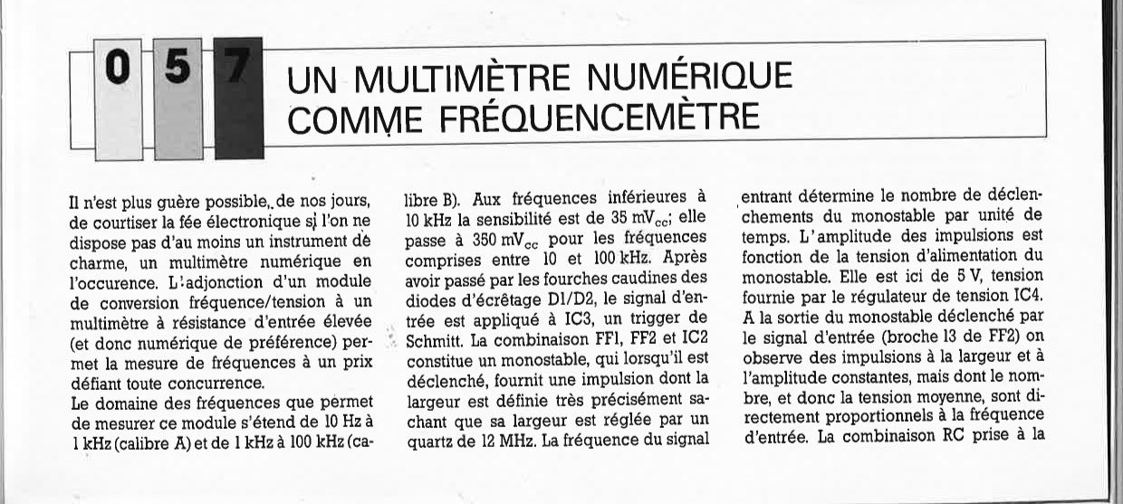 UN MULTIMÈTRE NUMÉRIQUE COMME FRÉQUENCEMÈTRE