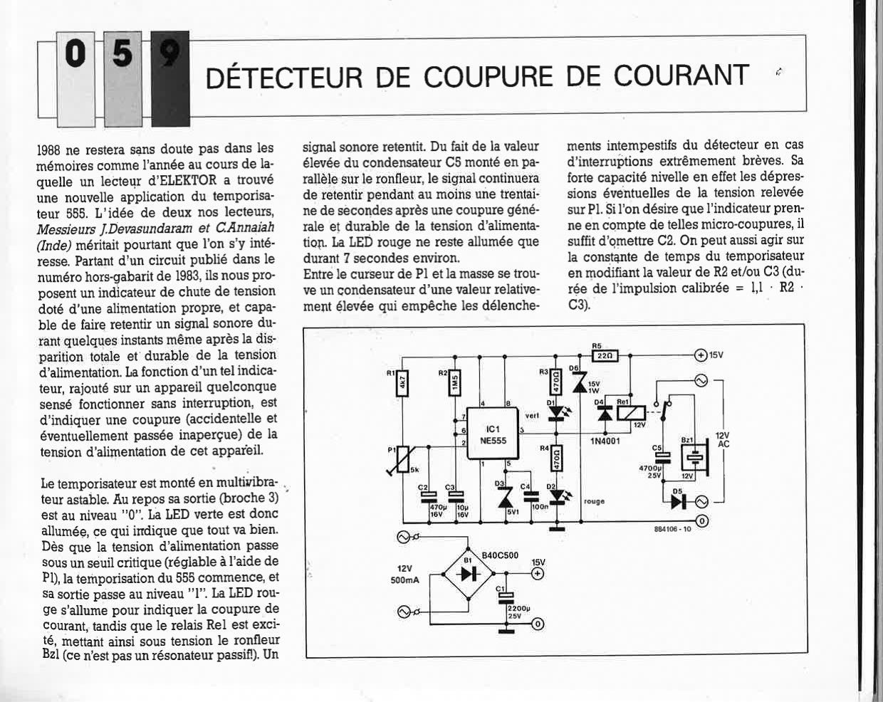 DÉTECTEUR DE COUPURE DE COURANT