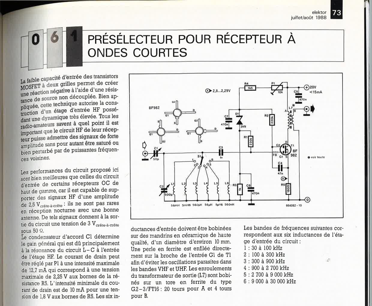 PRÉSÉLECTEUR POUR RÉCEPTEUR À ONDES COURTES