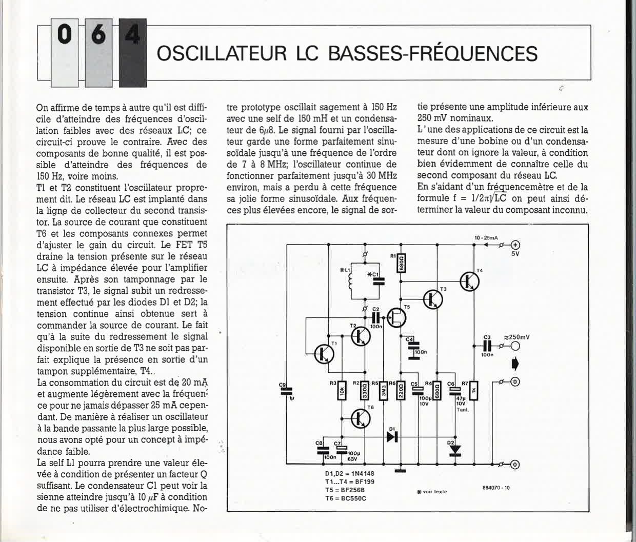 OSCILLATEUR LC BASSES-FRÉQUENCES