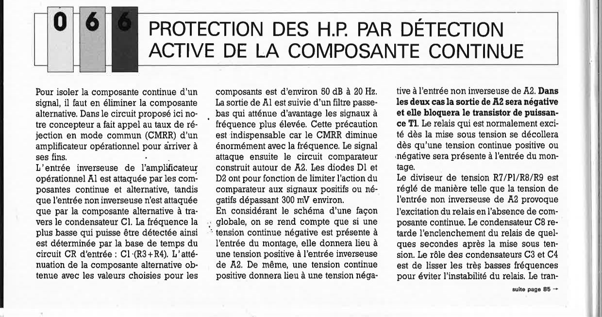 PROTECTION DES H.P. PAR DÉTECTION ACTIVE DE LA COMPOSANTE CONTINUE