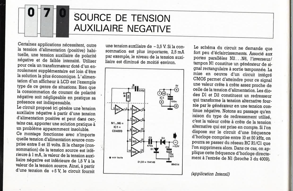 SOURCE DE TENSION AUXILIAIRE NEGATIVE