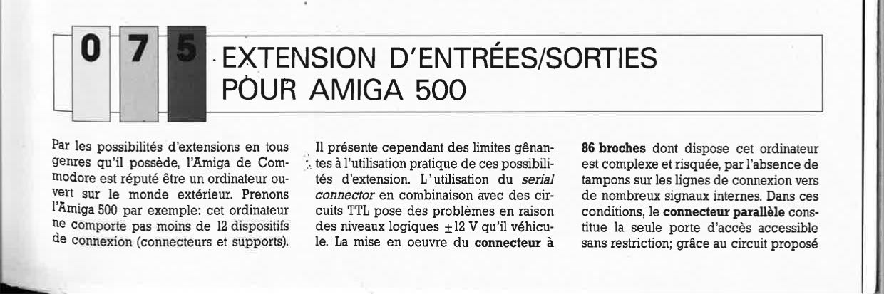 EXTENSION D`ENTRÉES/SORTIES POUR AMIGA 500