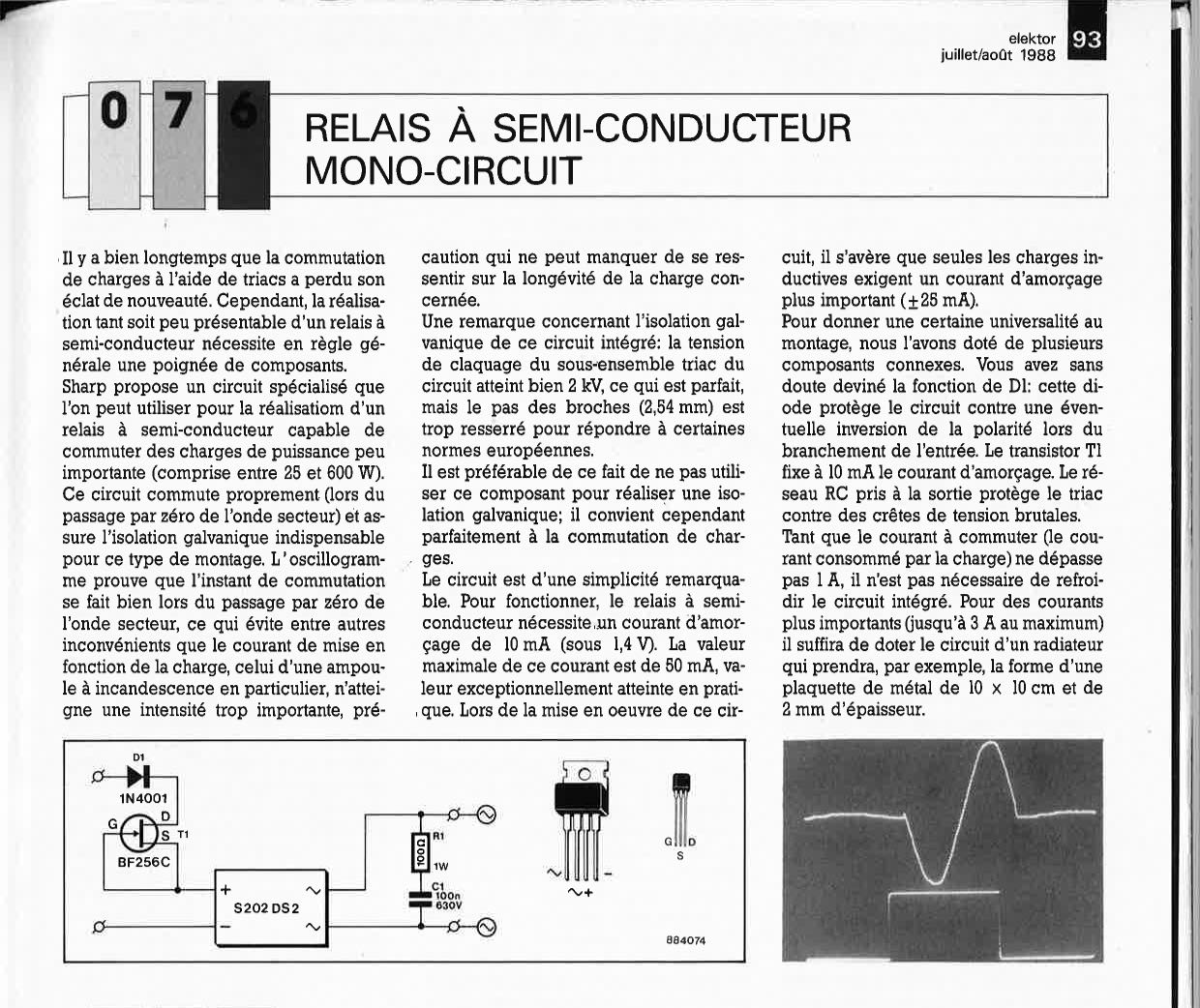 RELAIS À SEMI-CONDUCTEUR MONO-CIRCUIT 