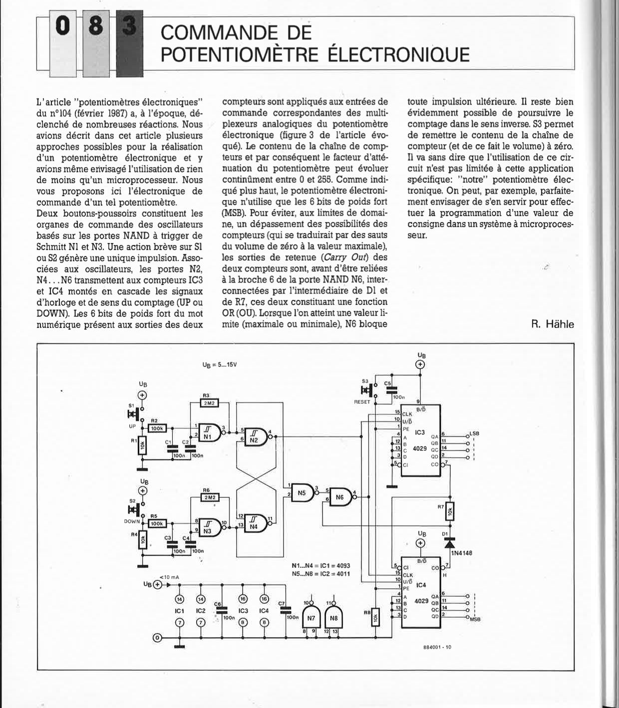 COMMANDE DE POTENTIOMÈTRE ÉLECTRONIQUE