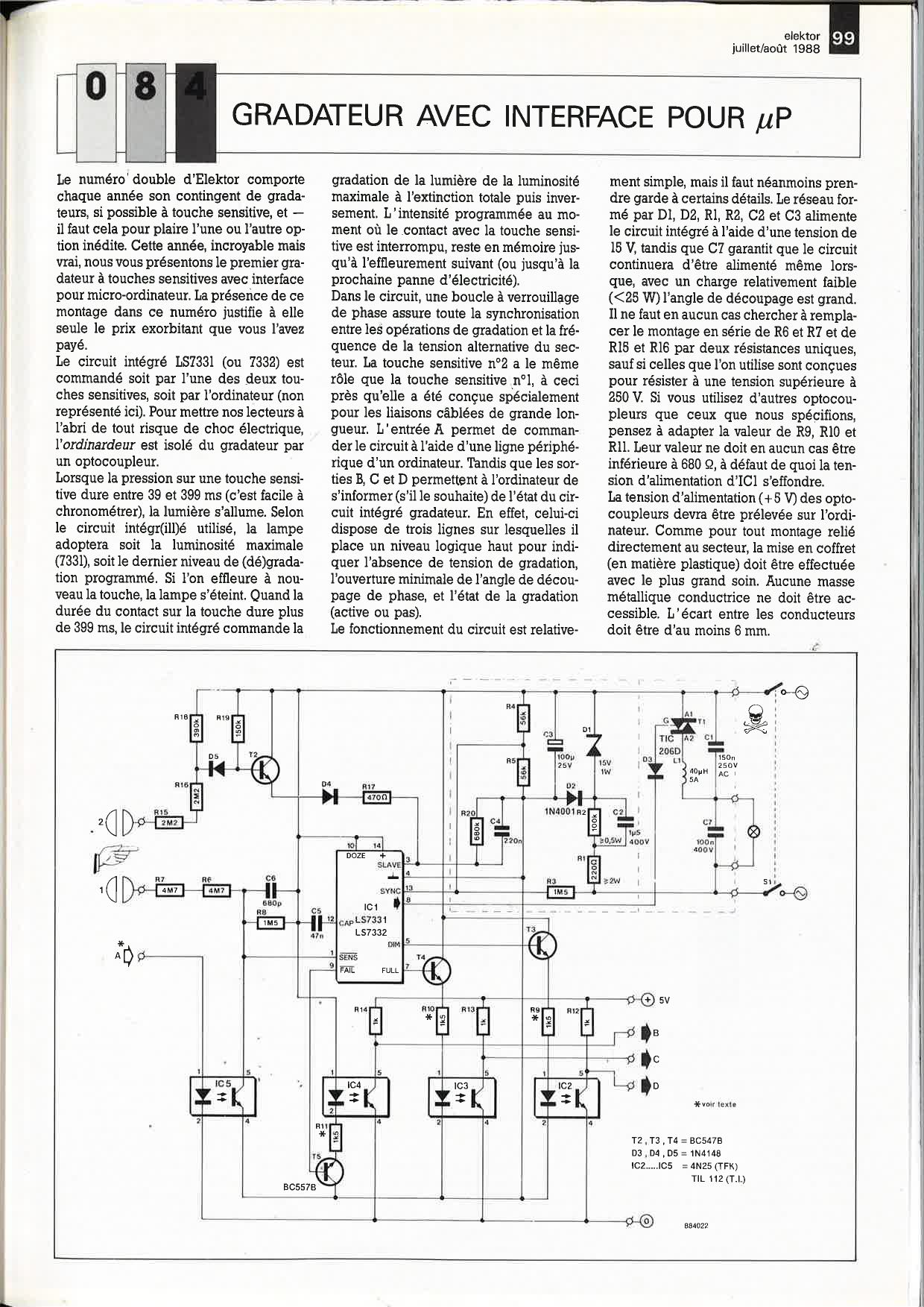 GRADATEUR AVEC INTERFACE POUR µp