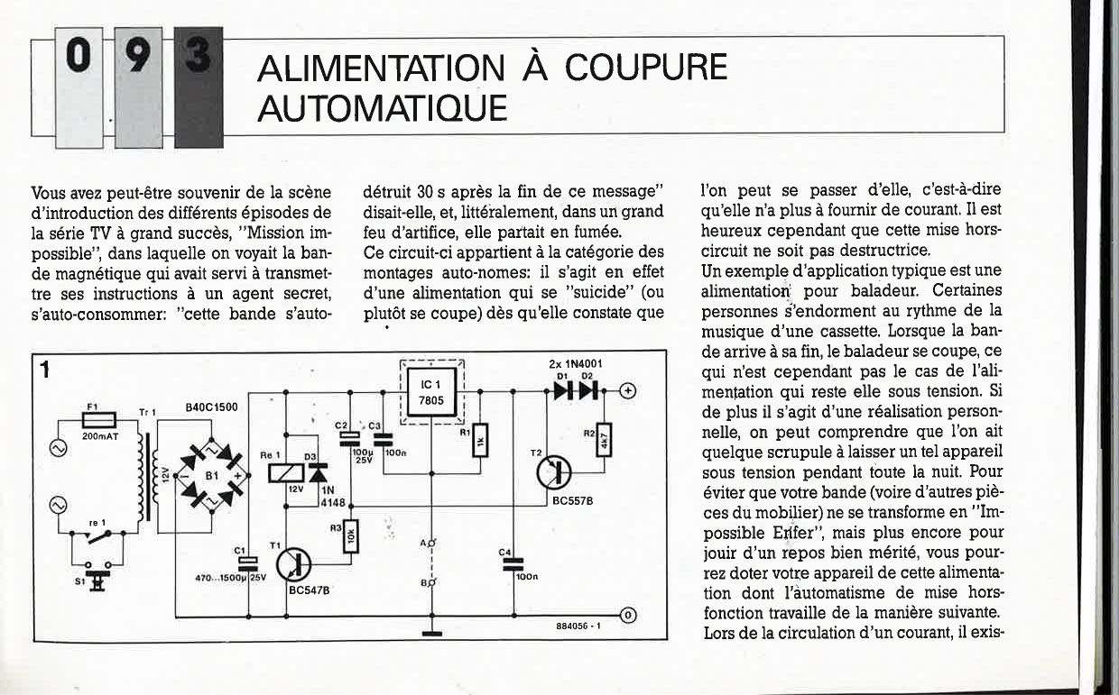 ALIMENTATION À COUPURE AUTOMATIQUE