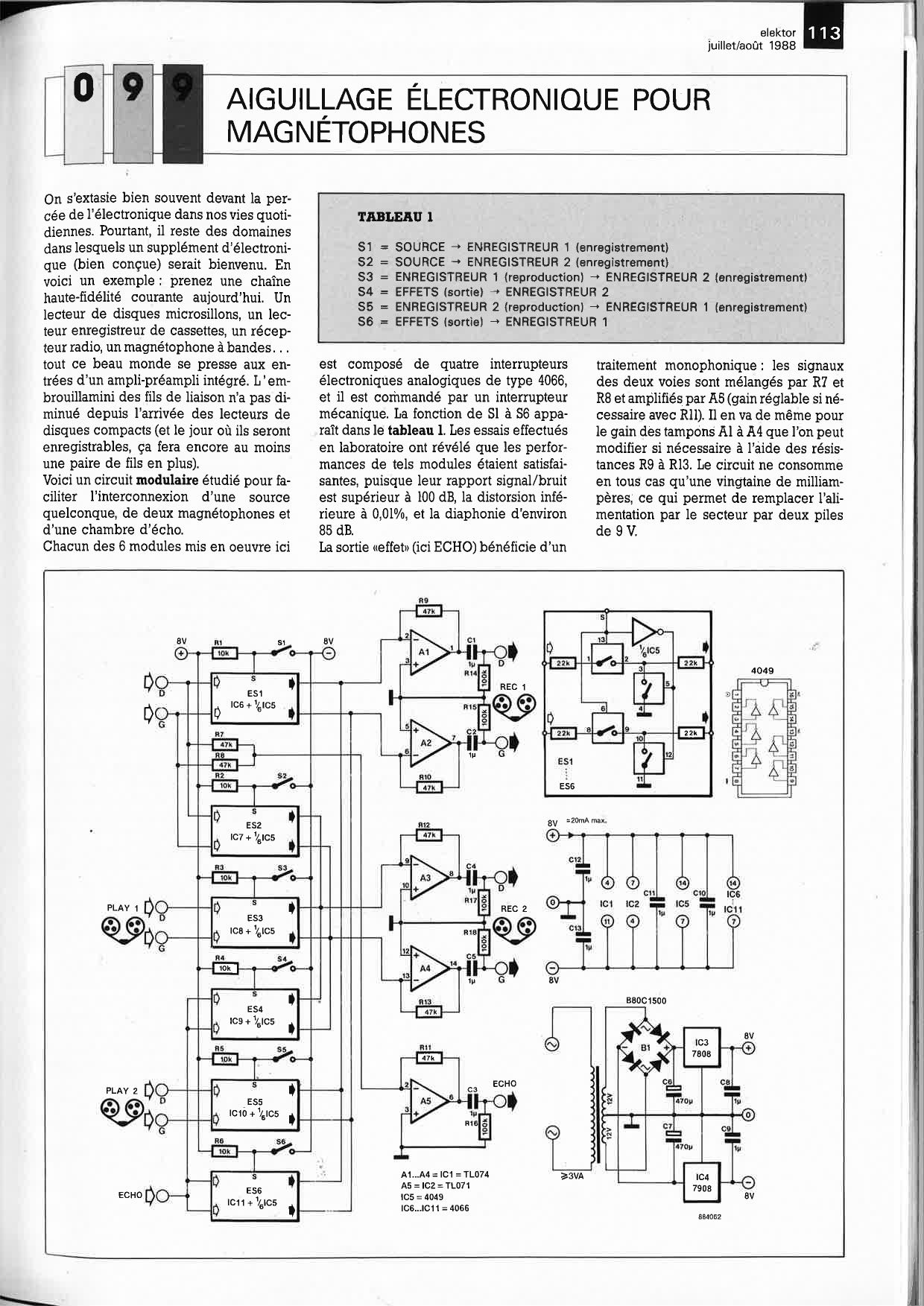 AIGUILLAGE ÉLECTRONIQUE POUR MAGNÉTOPHONES