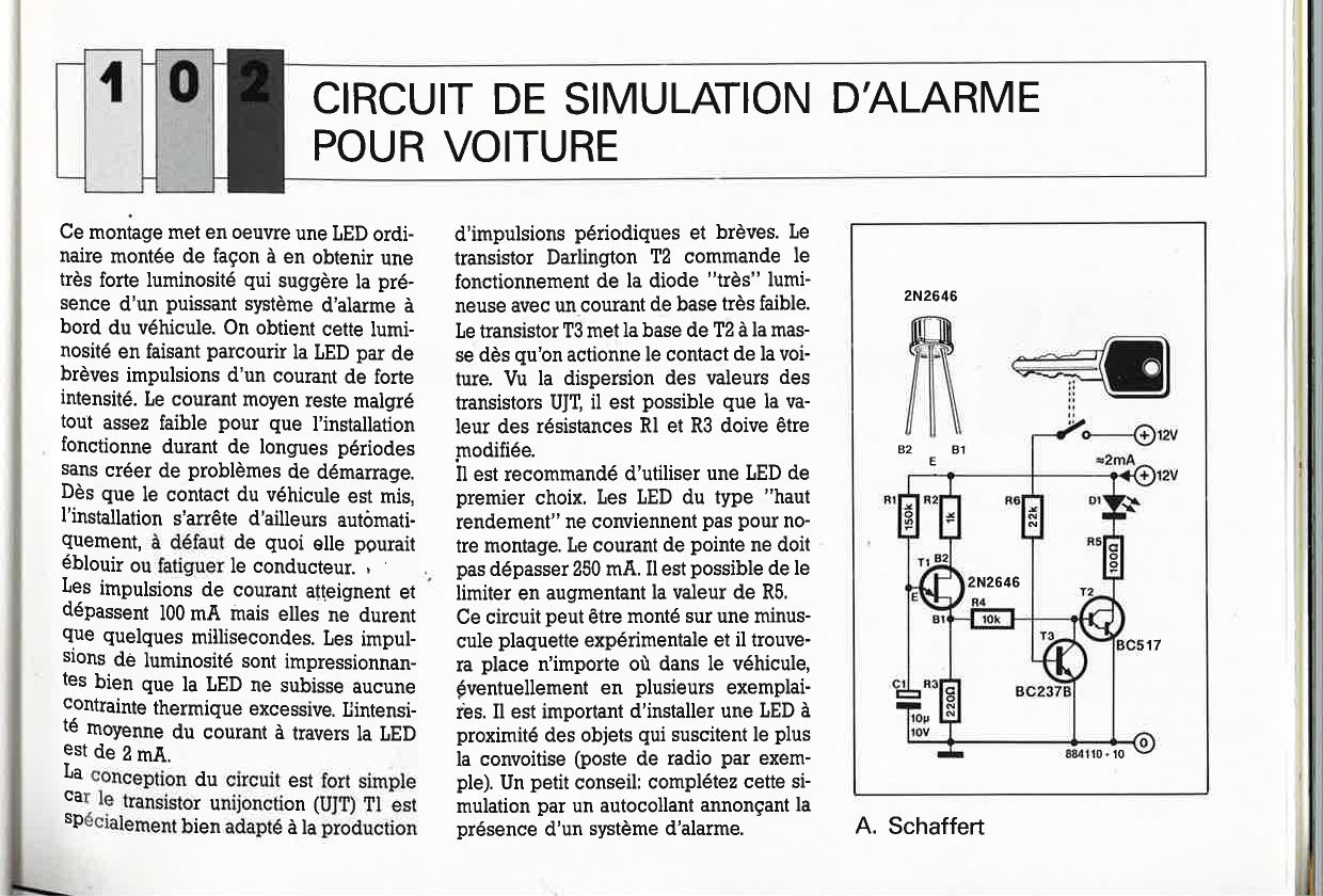 CIRCUIT DE SIMULATION D`ALARME POUR VOITURE