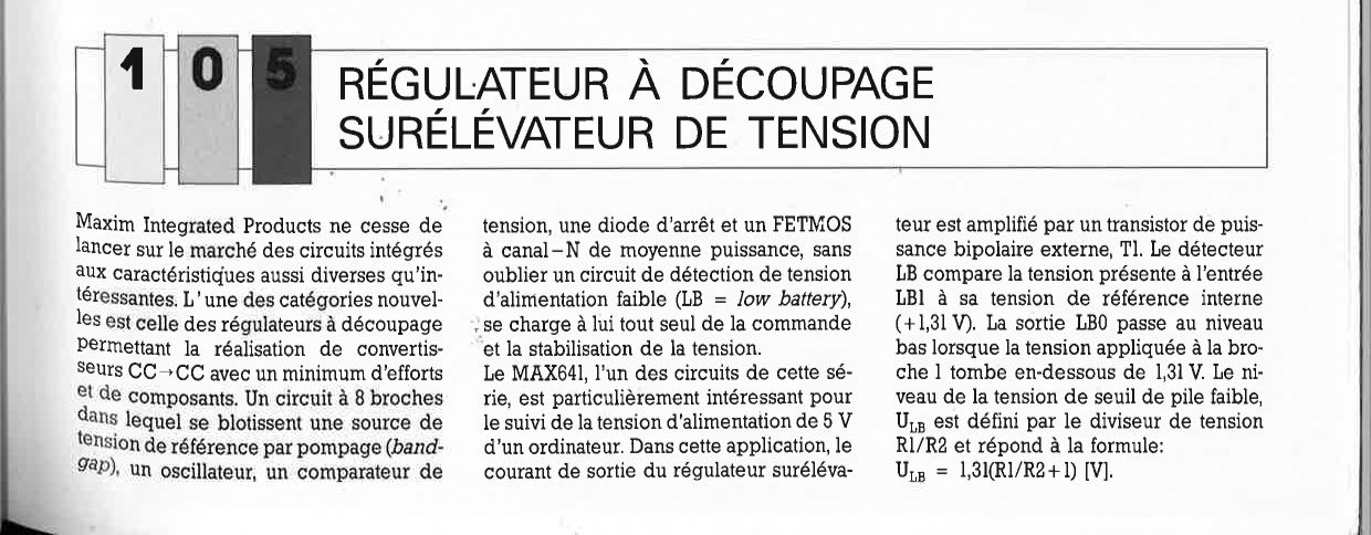 RÉGULATEUR À DÉCOUPAGE SURÉLÉVATEUR DE TENSION