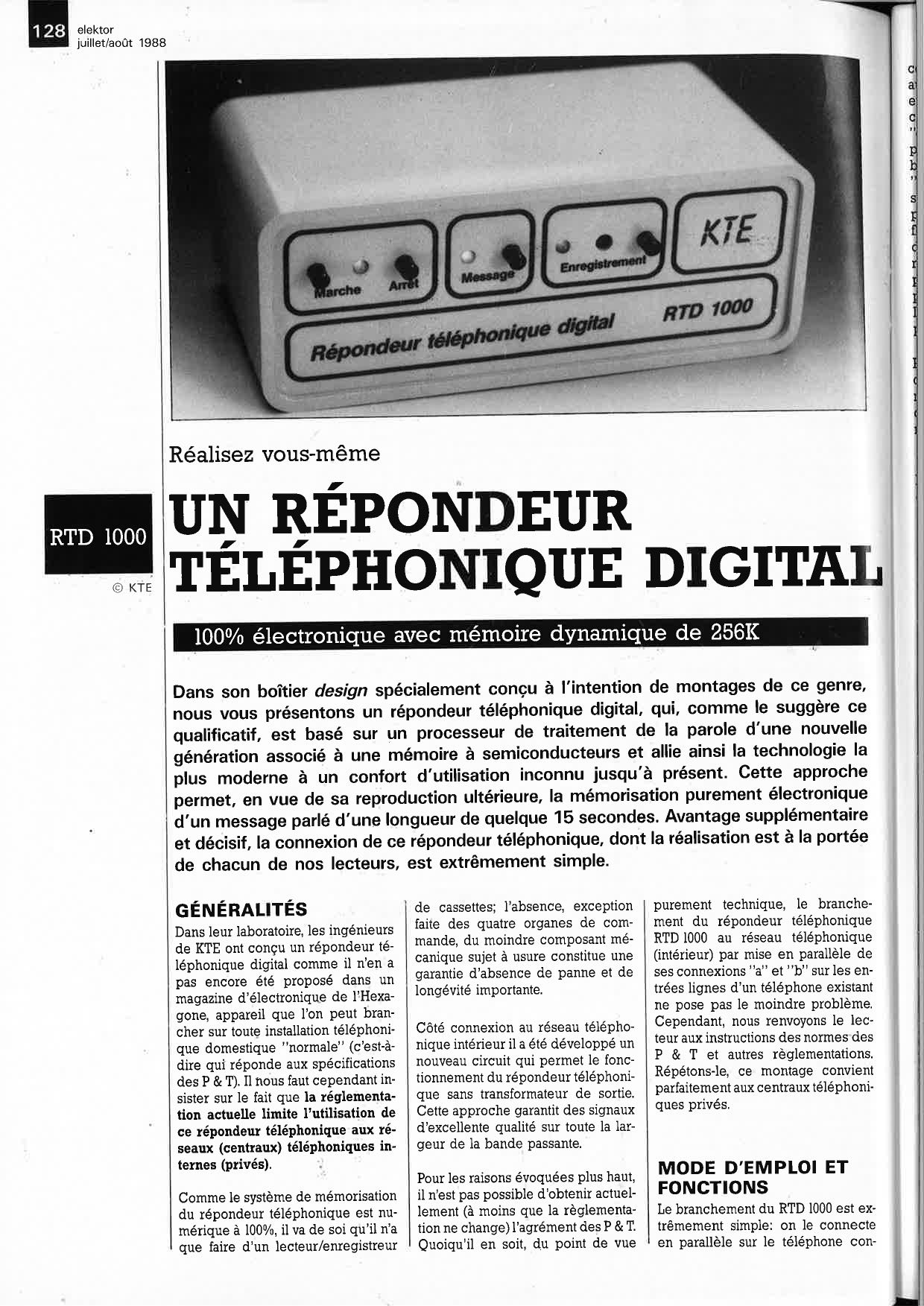 RTD1000: UN REPONDEUR TELEPHONIQUE DIGITAL