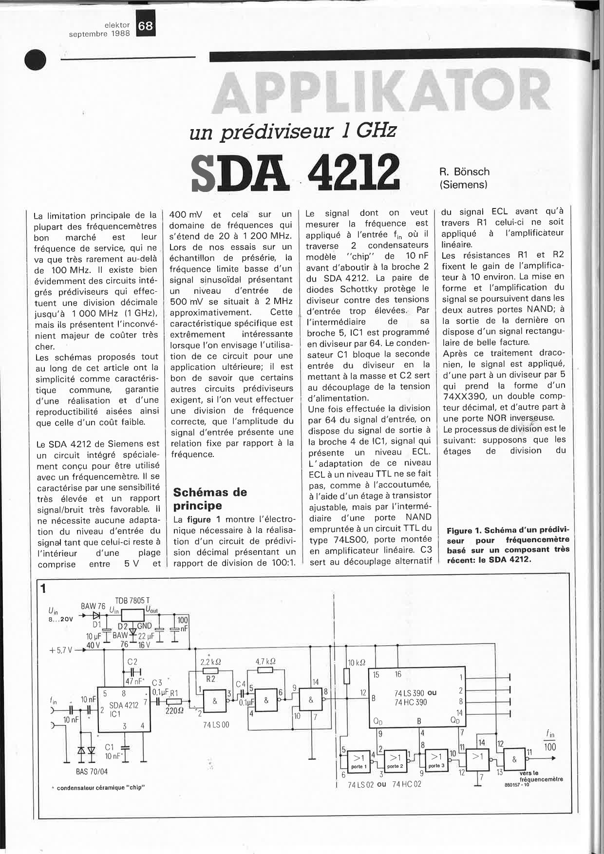 Applikator: un prédiviseur 1 GHz SDA 4212