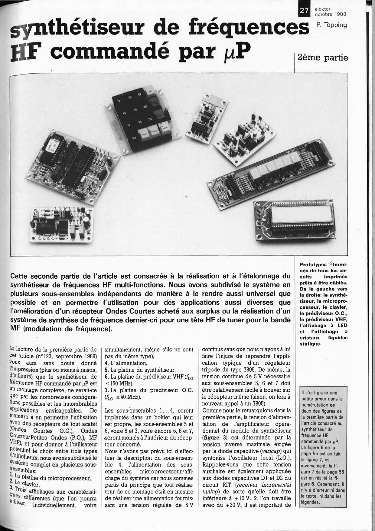 synthétiseur de fréquences HF commandé par μP