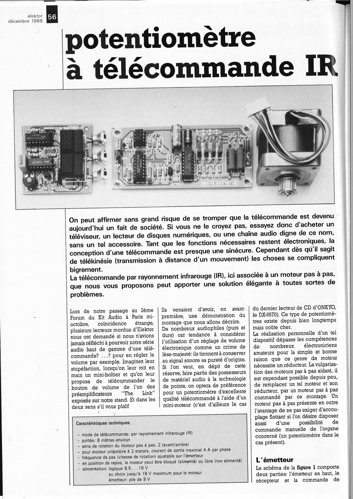 potentiomètre à télécommande IR