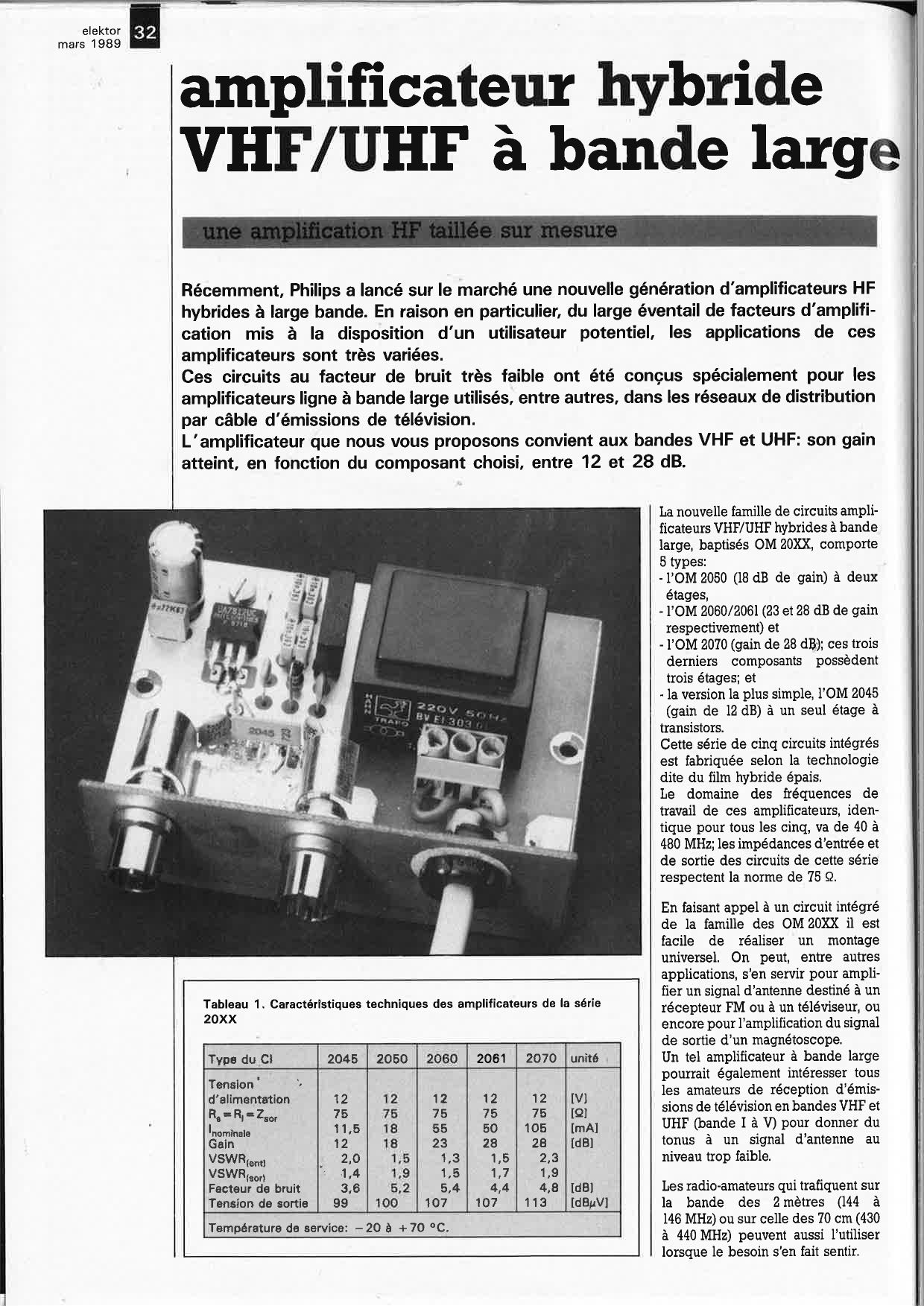 amplificateur hybride VHF /UHF à bande large