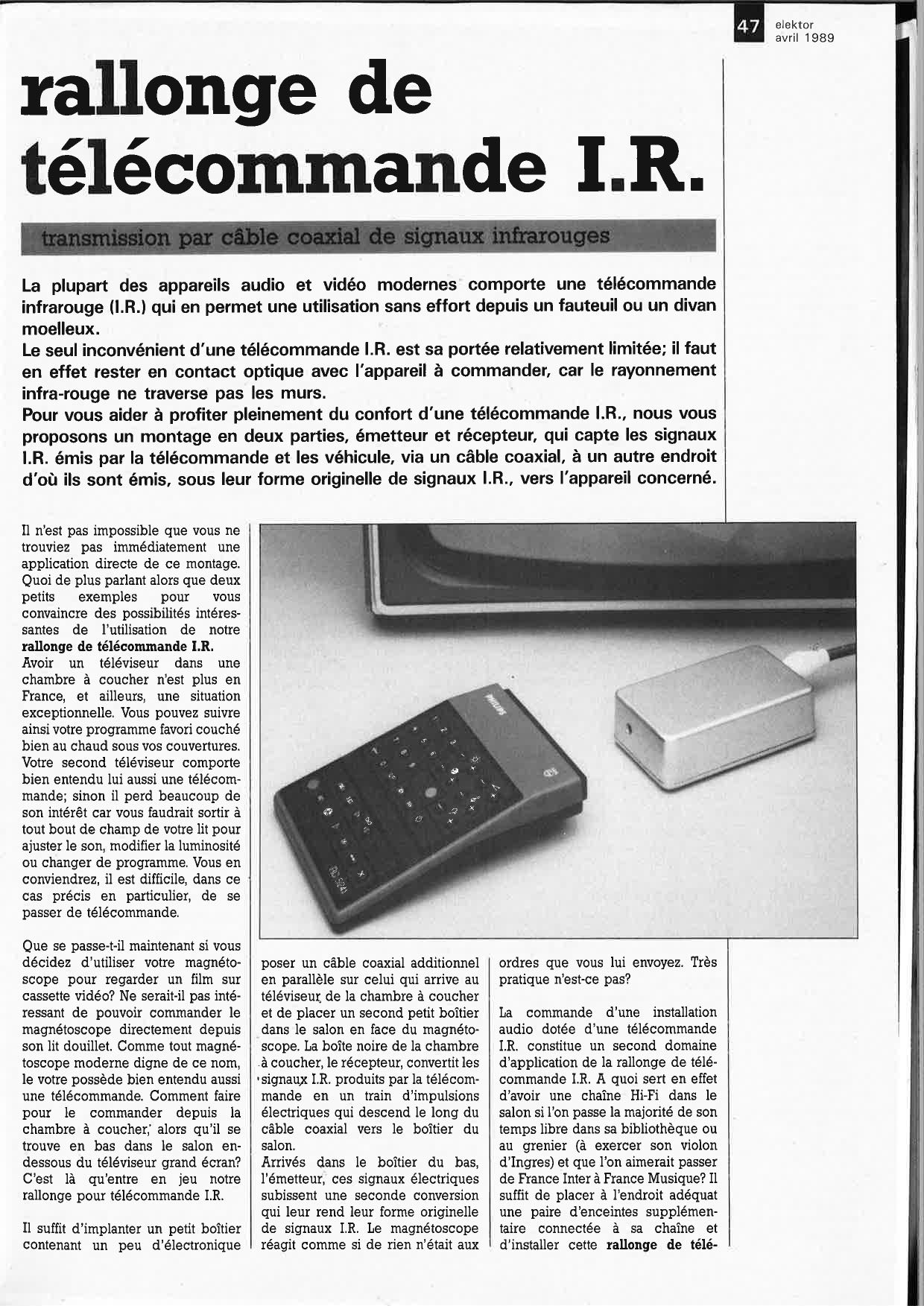 rallonge de télécommande I.R.