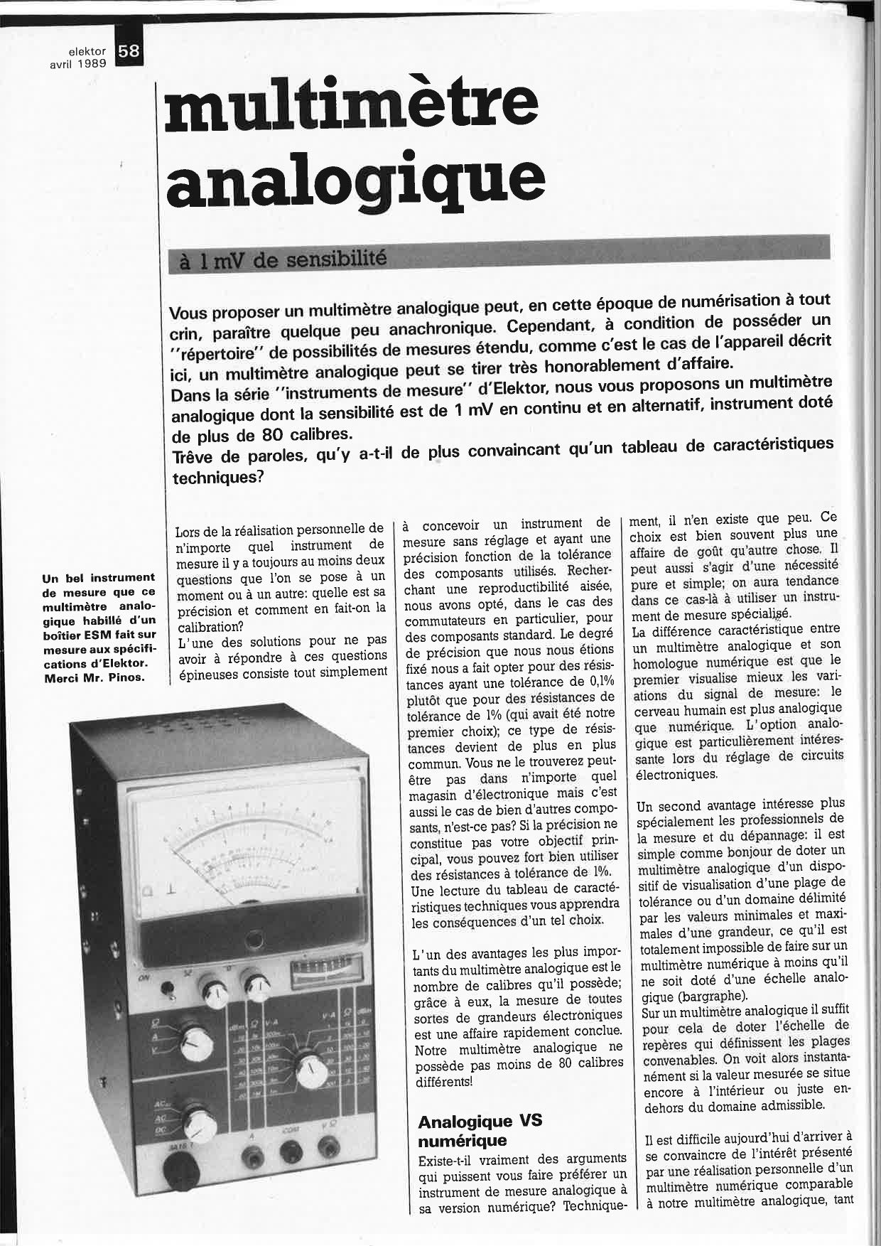 multimètre analogique