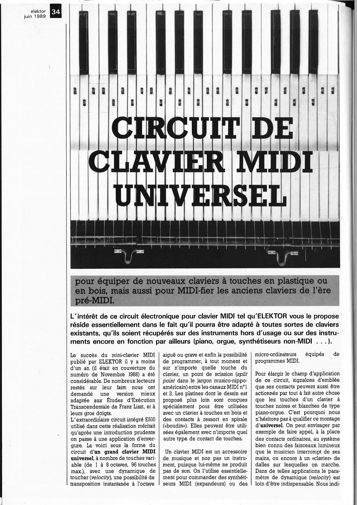 CIRCUIT DE CLAVIER MIDI UNIVERSEL