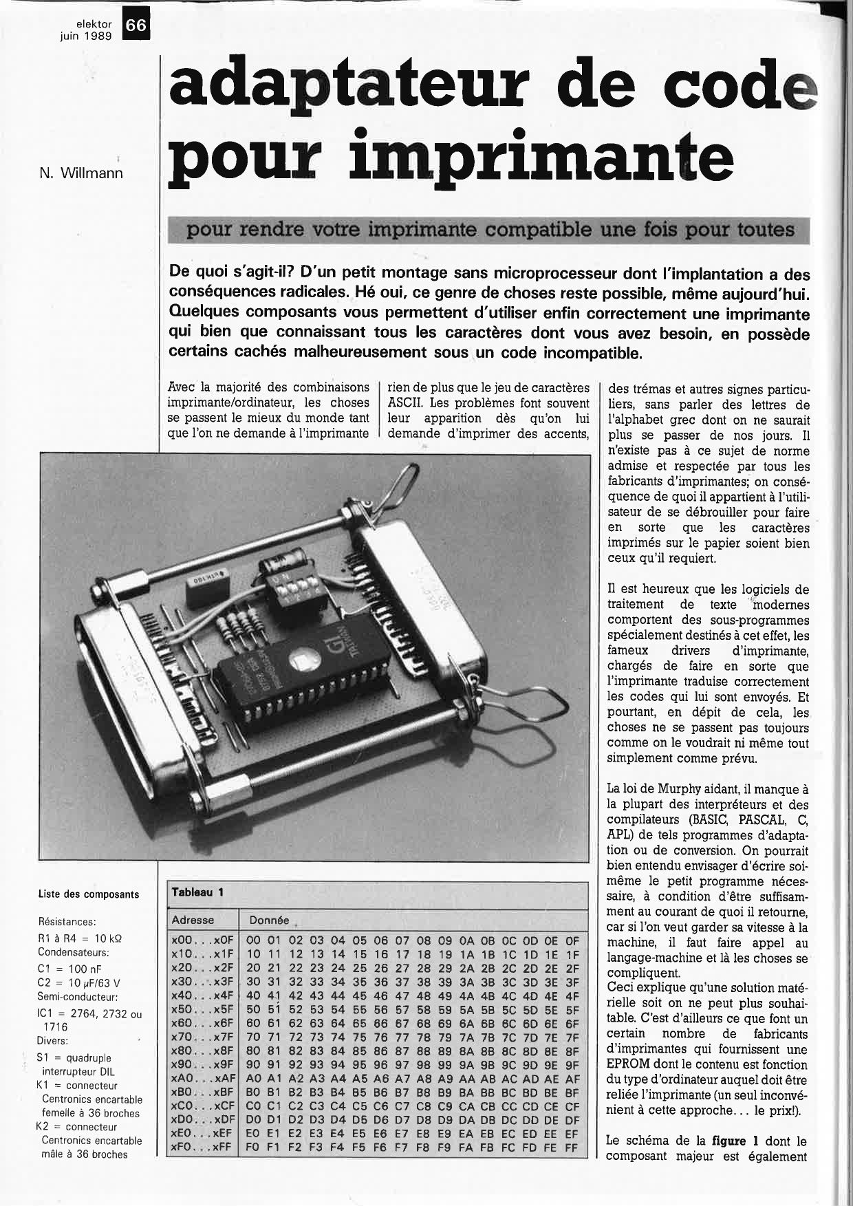 adaptateur de cod pour imprimante