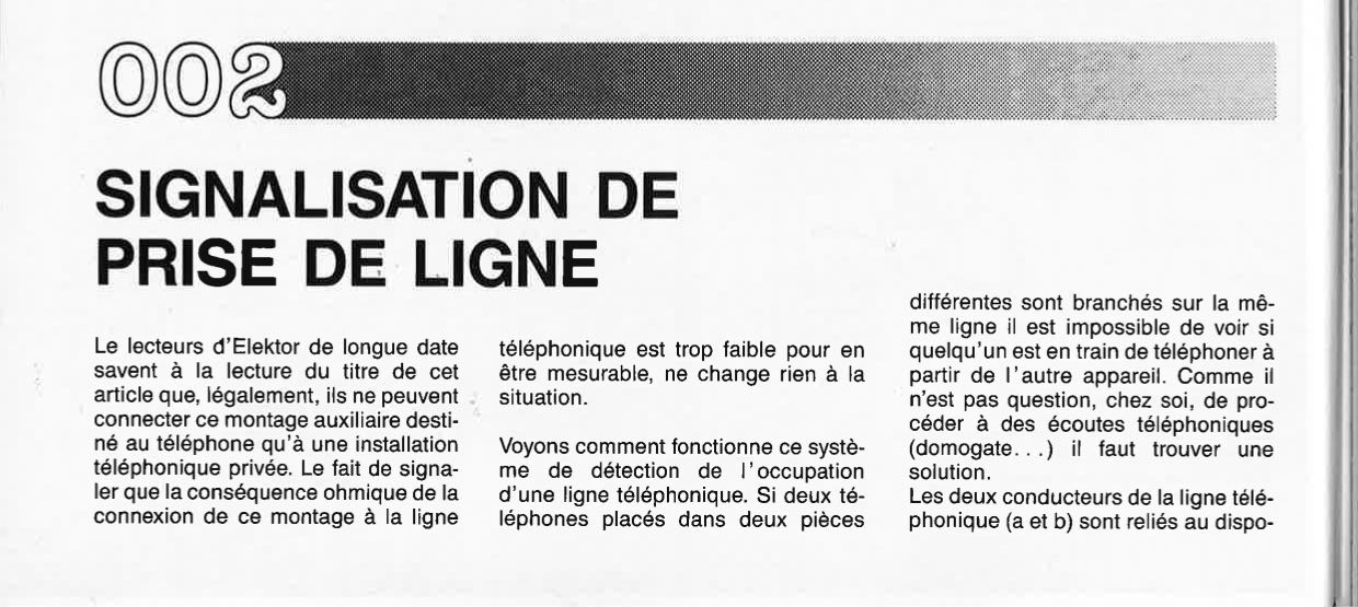 SIGNALISATION DE PRISE DE LIGNE