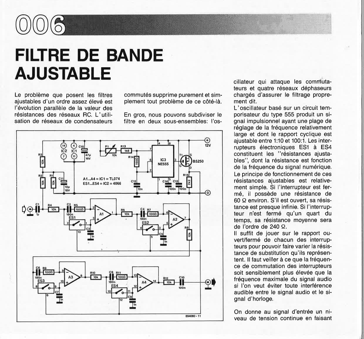 FILTRE DE BANDE AJUSTABLE 