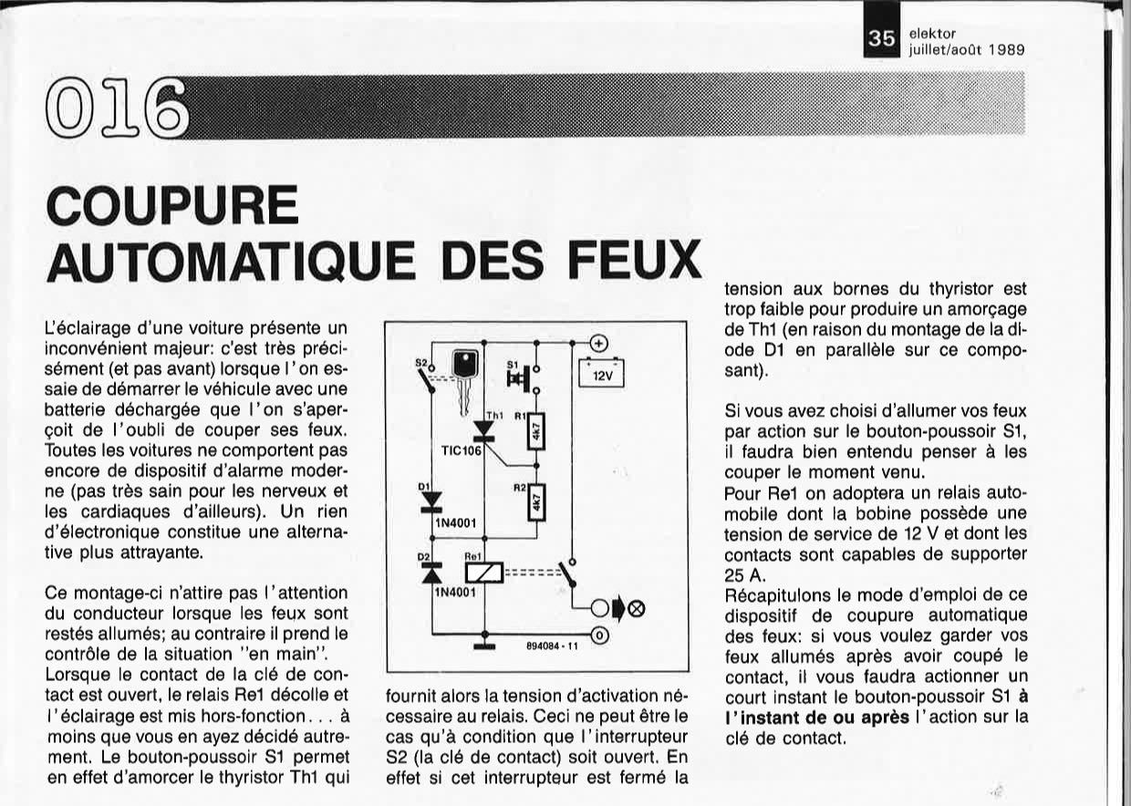 COUPURE AUTOMATIQUE DES FEUX