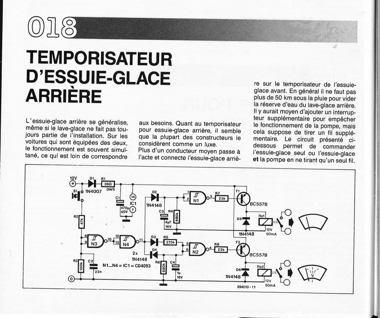 TEMPORISATEUR D`ESSUIE-GLACE ARRIÈRE