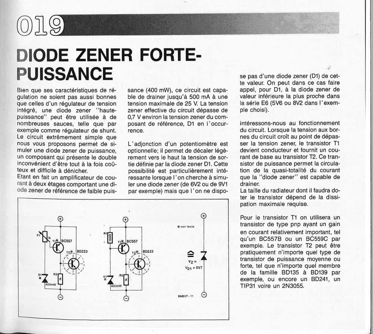 DIODE ZENER FORTEPUISSANCE